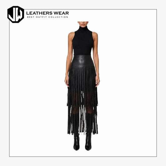 Leather Fringe Skirt