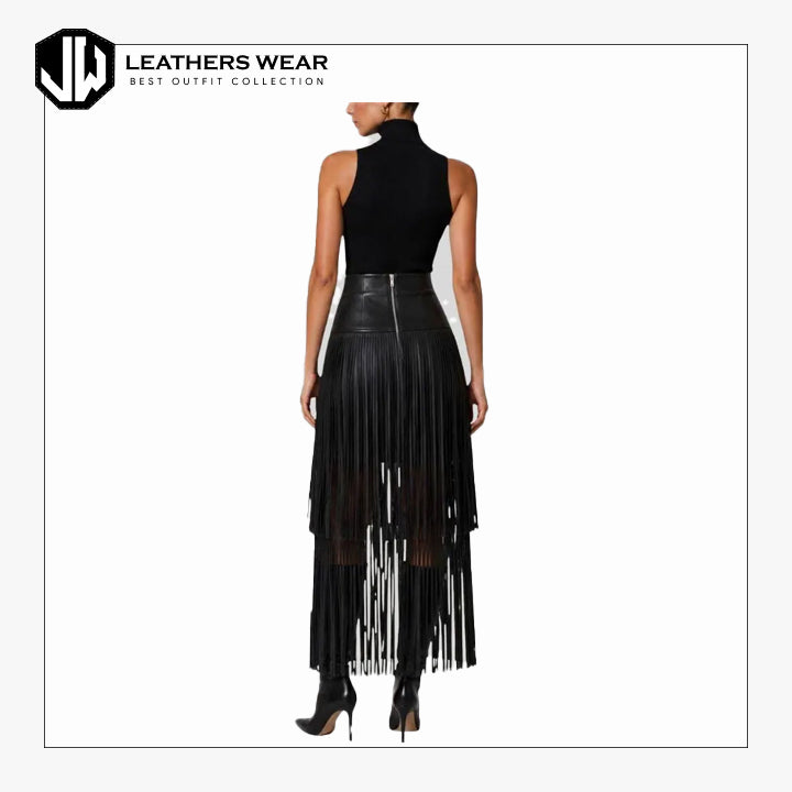 Leather Fringe Skirt