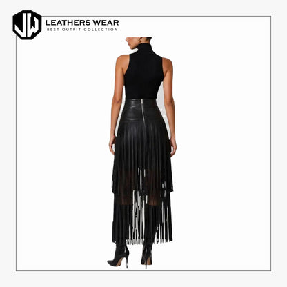 Leather Fringe Skirt
