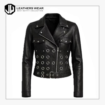 Leather Jacket Studded Womens