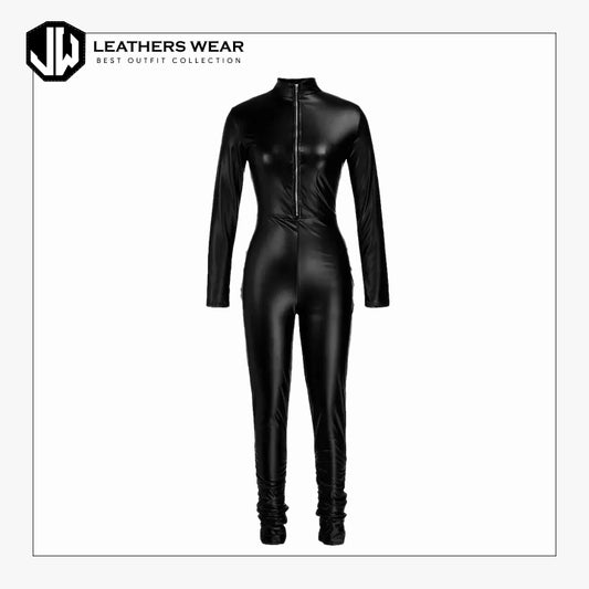 Leather Jumpsuit Womens