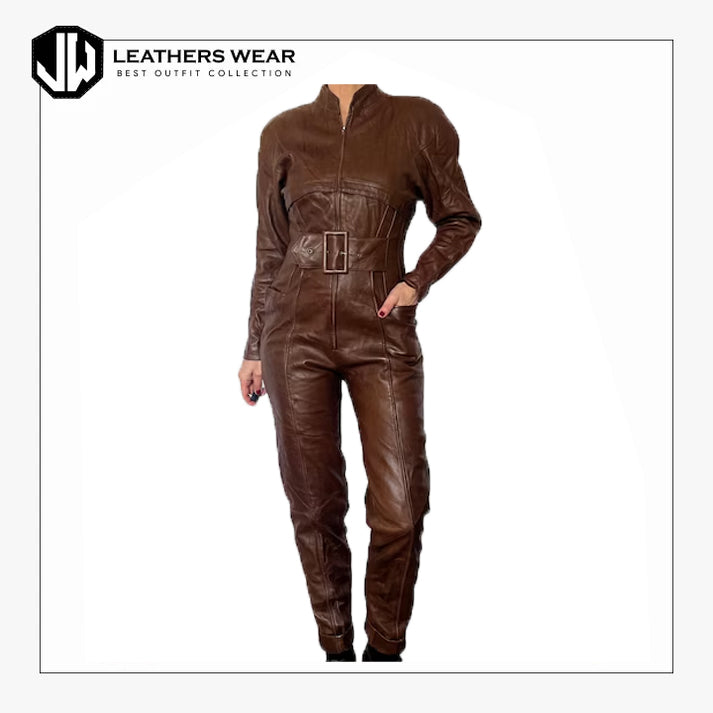 Leather Long Sleeve Jumpsuit