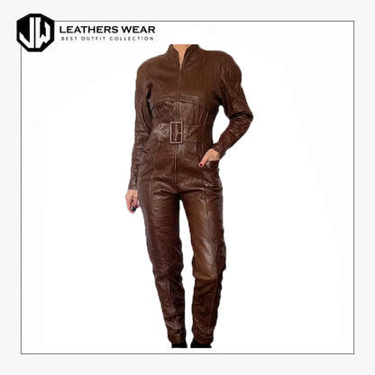 Leather Long Sleeve Jumpsuit