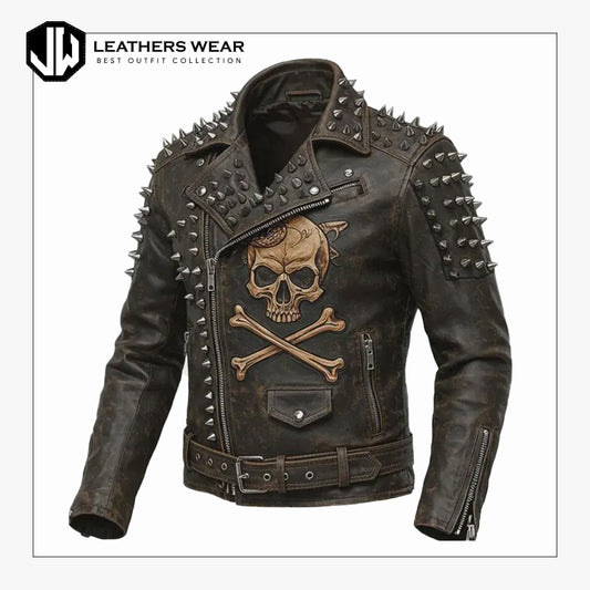 Leather Motorcycle Jacket Skull & Snake