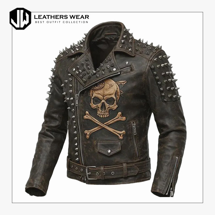 Leather Motorcycle Jacket Skull & Snake