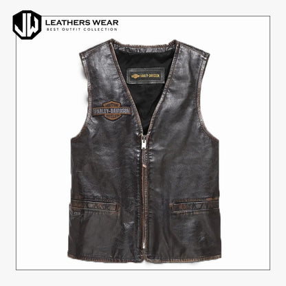 Leather Motorcycle Vest Harley Davidson