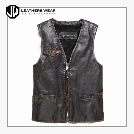 Leather Motorcycle Vest Harley Davidson