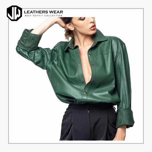 Leather Overshirt Womens