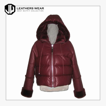 Leather PUFFER Jacket Women