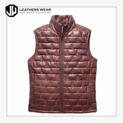 Leather Puffer Down Vest