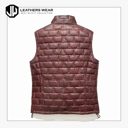 Leather Puffer Down Vest