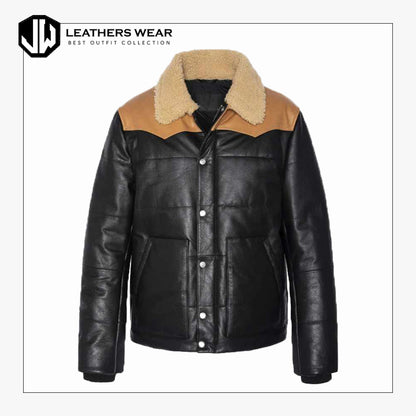 Leather Puffer Jacket