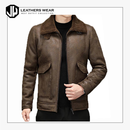 Leather Sherpa Jacket Mens