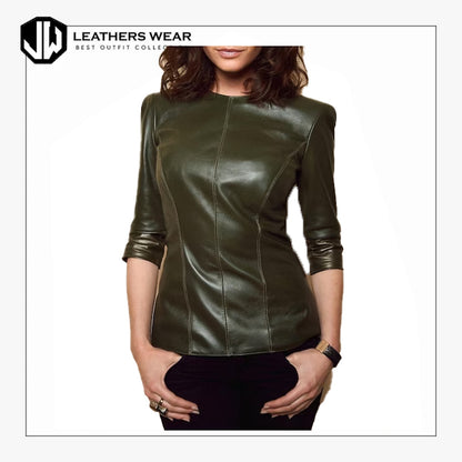 Leather Shirt Jacket Womens