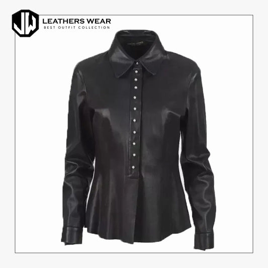 Leather Sleeve Shirt Women