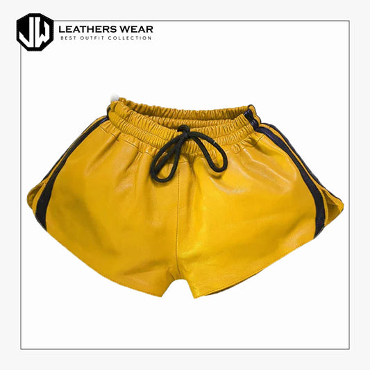 Leather Shorts in Yellow