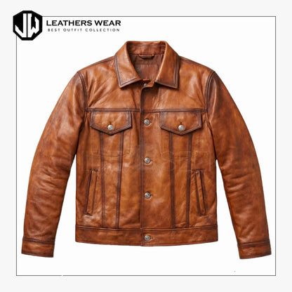 Leather Trucker Cowboy Jacket