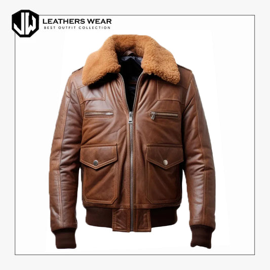 Leather and Fur Aviator Jacket