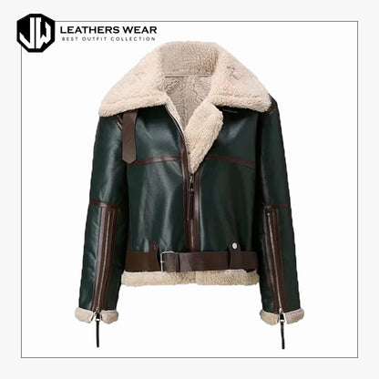 Leather and Shearling Jacket Womens