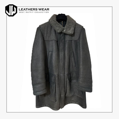 Long Leather Shearling Coat