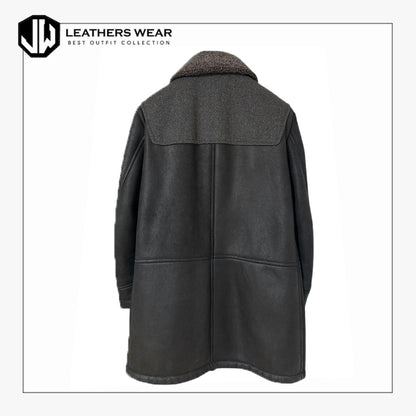 Long Leather Shearling Coat
