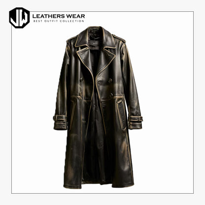 Long Leather Trench Coat