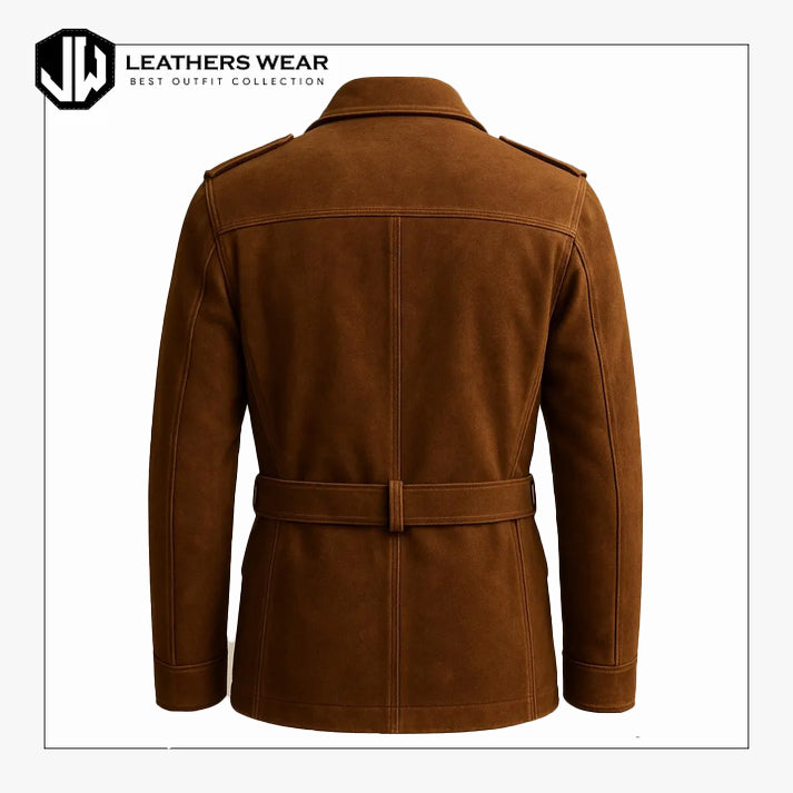 Luxurious Brown Suede Safari Jacket