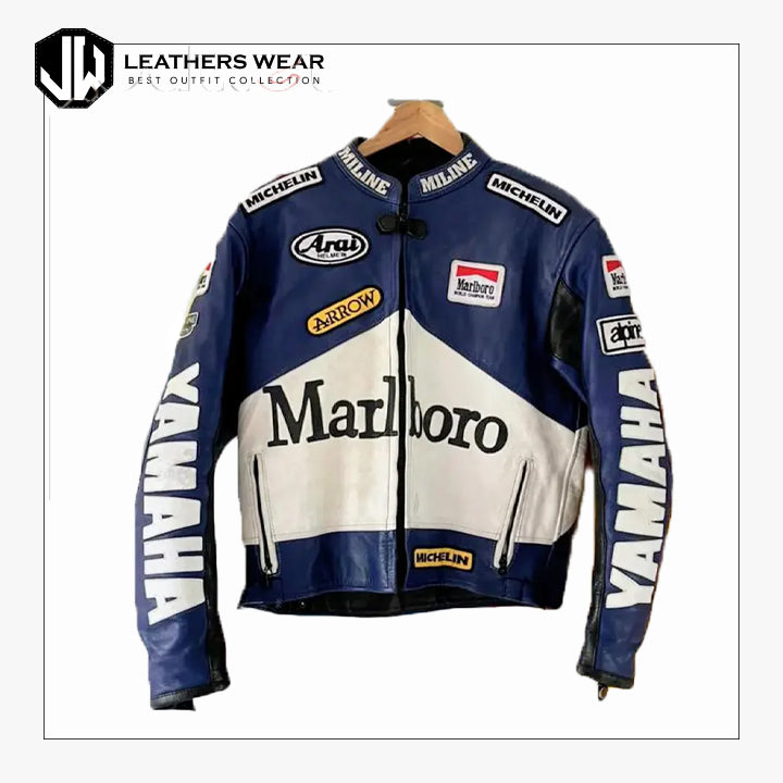 Marlboro Racing Blue & White Leather Jacket