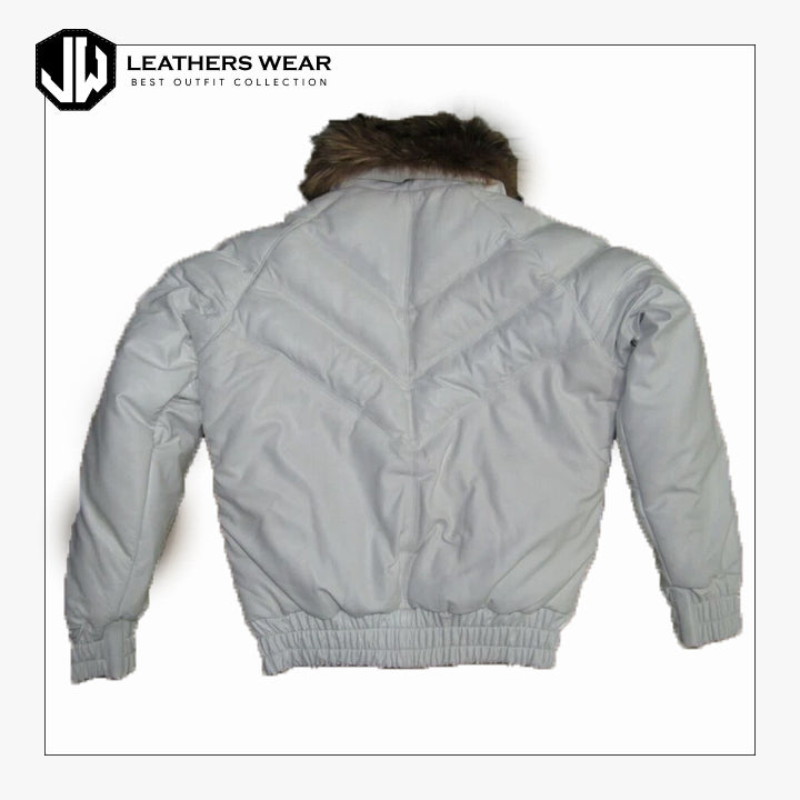 Men Bubble V Bomber Sheepskin Leather Jacket