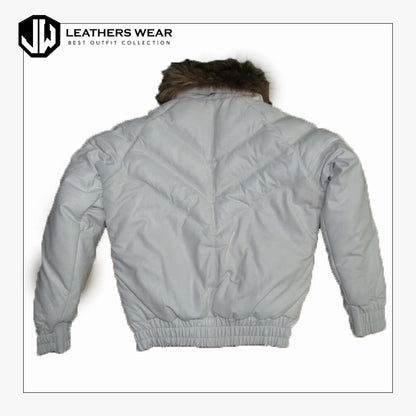 Men Bubble V Bomber Sheepskin Leather Jacket