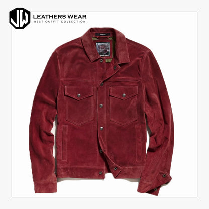 Men Burgundy Suede Custom Jacket