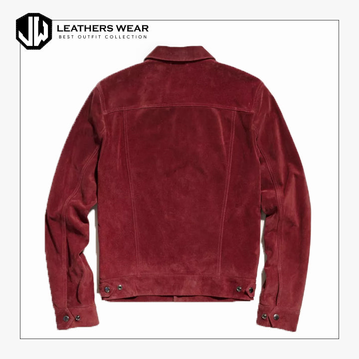 Men Burgundy Suede Custom Jacket