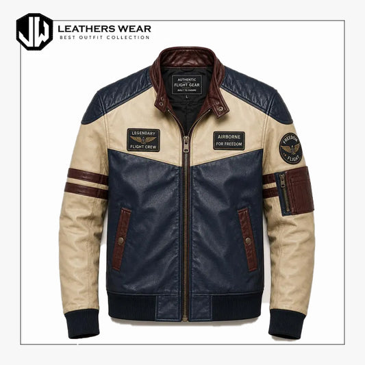Men Flight Crew Airborne Biker Jacket