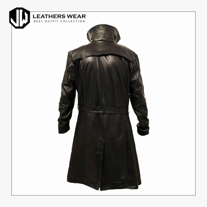 Men Genuine Leather Trench coat