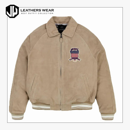 Men's Avirex Style Leather Bomber Jacket