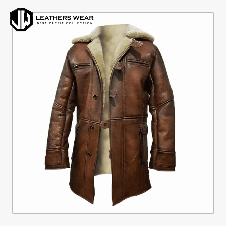 Men's Brown Shearling Long Coat