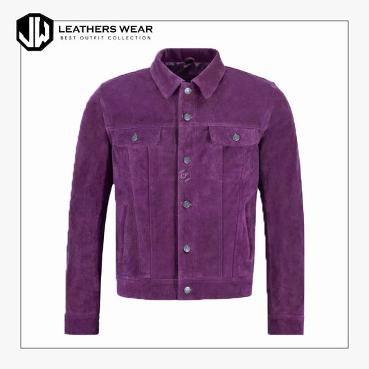 Men's Leather Purple Suede Jacket