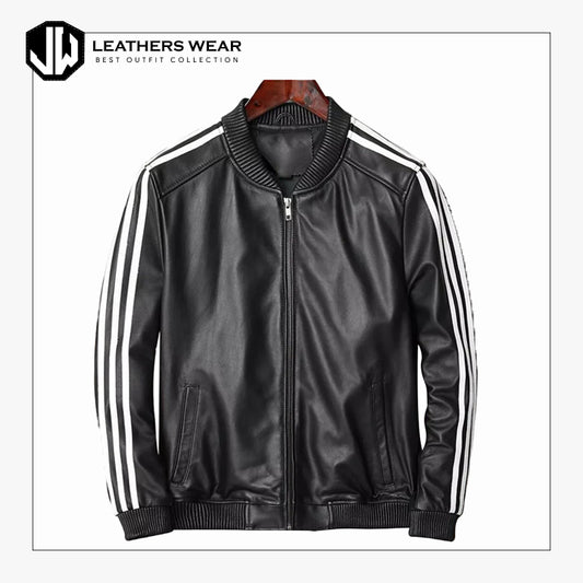 Men's Real Lamb Leather Bomber Jacket Leathers Wear