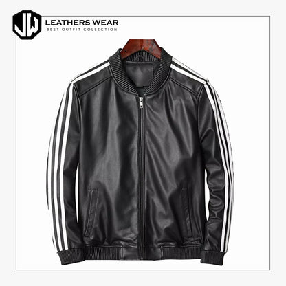 Men's Real Lamb Leather Bomber Jacket