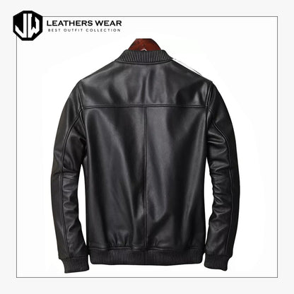 Men's Real Lamb Leather Bomber Jacket