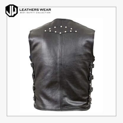 Men's Studded Leather Biker Vest
