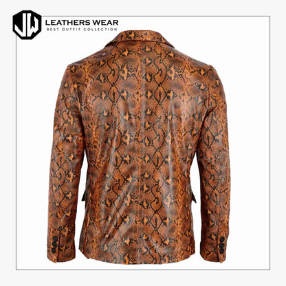 Men’s Snake Print Leather Blazer