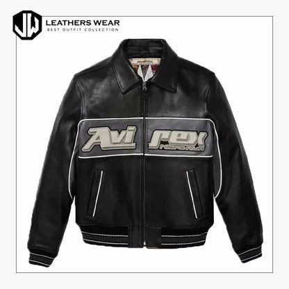 Mens Avirex Black Leather American Jacket