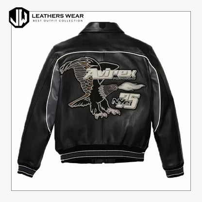 Mens Avirex Black Leather American Jacket