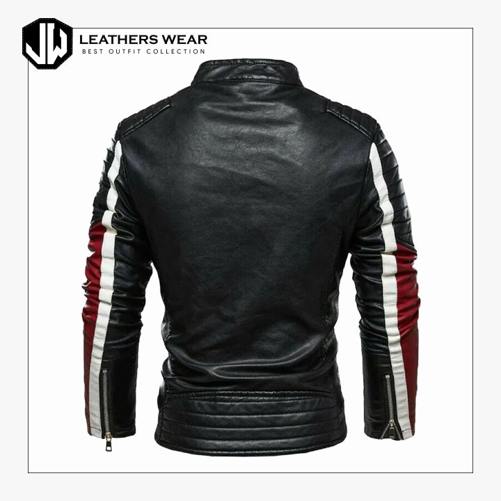 MensBikerClassicRealLeatherJacket1