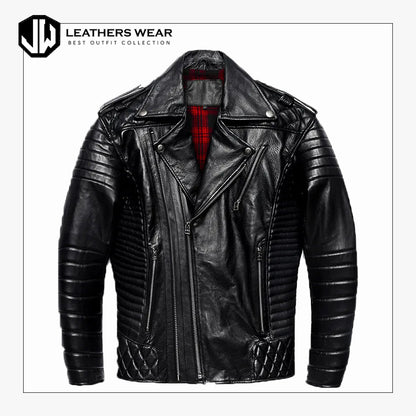 MensBikerLeatherFauxJacketBlack