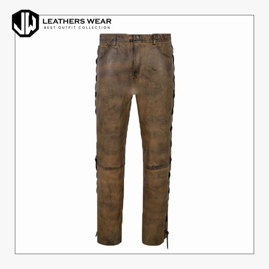 Mens Biker Leather Trouser