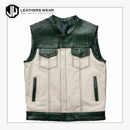 Mens Biker Leather Vest