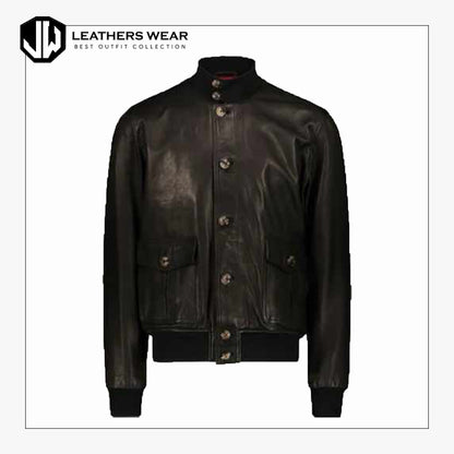 MensBlackFlightLeatherBomberJacket