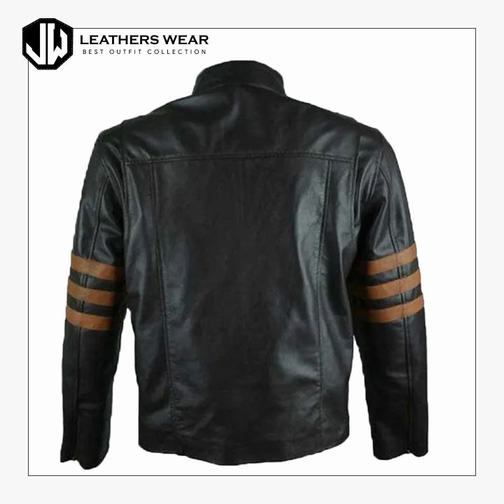 MensBlackLeatherBrownStripedJacket1